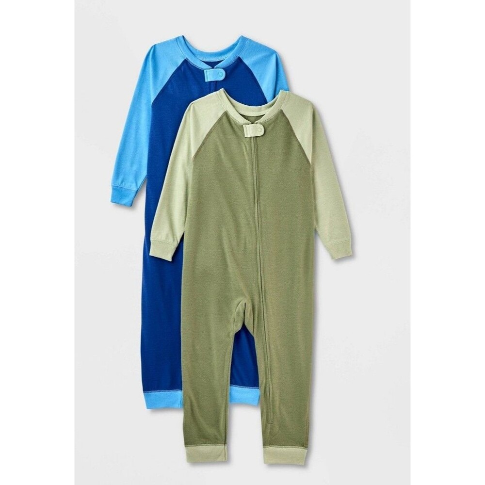 3 Pack NWT Cat And Jack Size 4T Adaptable Reversible Union Suit 1 Blue 2 Green